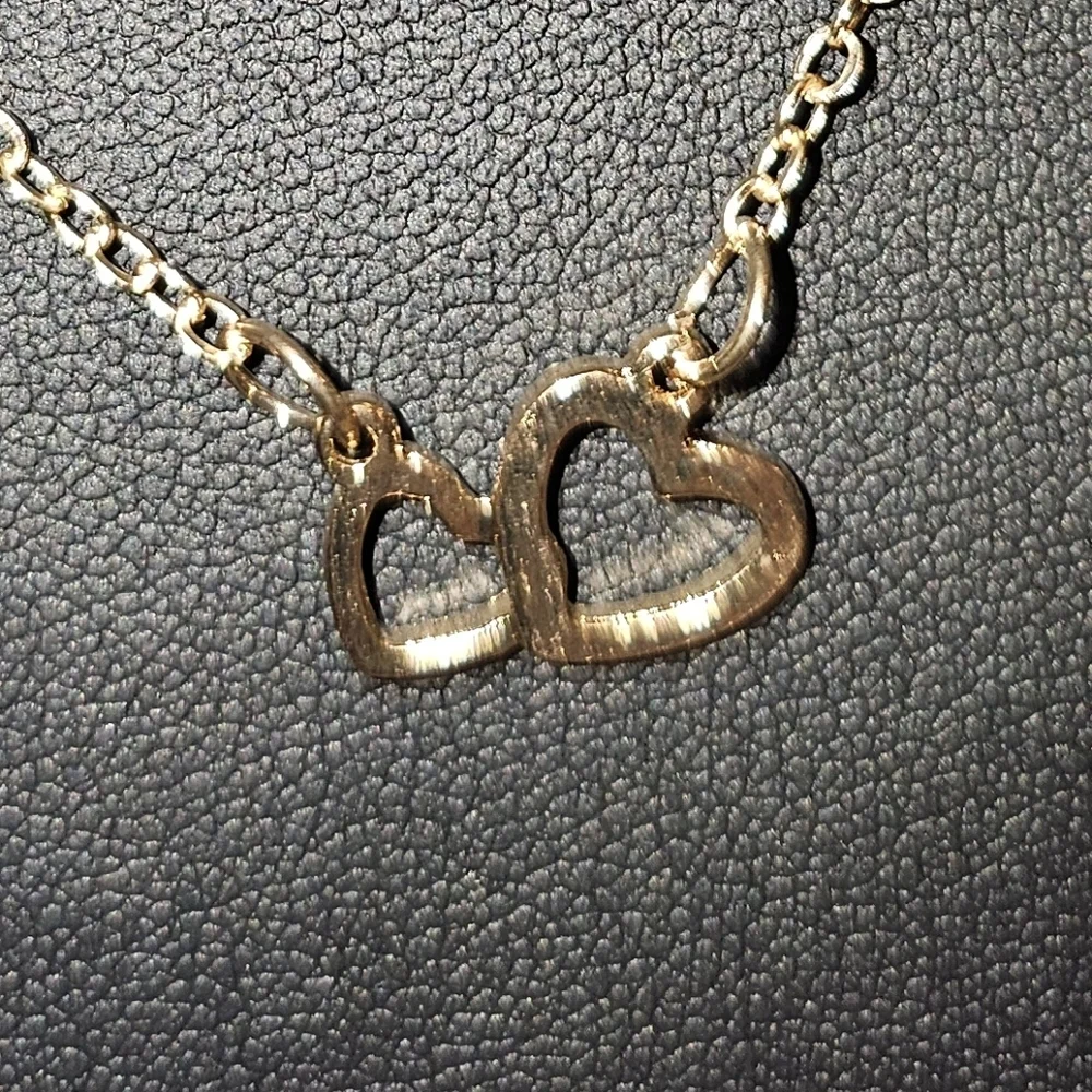 Gold and Rhinestone Heart Pendant Necklace